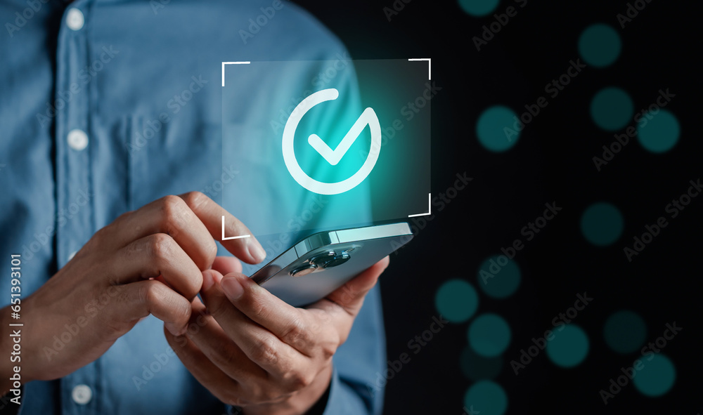 Aufkleber Online survey filling out and digital form checklist quality check improvement. Standardization, certification. Compliance to regulations service and standards...