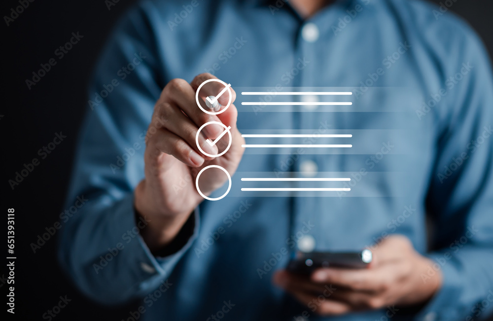 Aufkleber Online survey filling out and digital form checklist quality check improvement. Standardization, certification. Compliance to regulations service and standards...