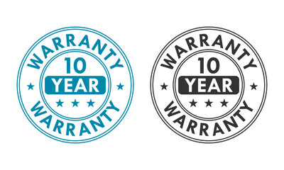 10 years and lifetime warranty label template illustration