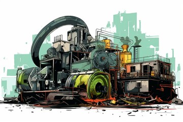 Illustration depicting recycling machinery. Generative AI