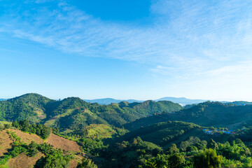 beautiful mountain hill layer with blue sky