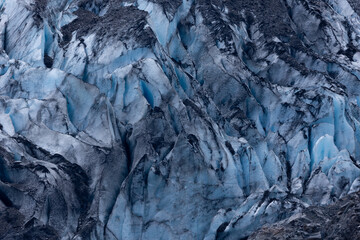 Portage glacier valley close up. Beautiful landscape showing blue glaciers in Alaska. 