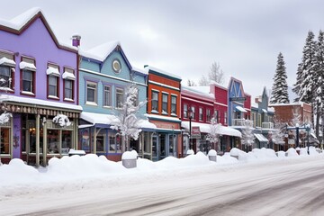 Winter in downtown Breckenridge, Colorado, USA. Generative AI