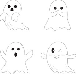 Set of funny hallloween Ghost