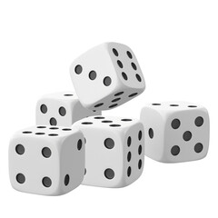 Six-Sided Dice Showing Different Numbers