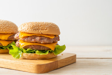 pork hamburger or pork burger with cheese