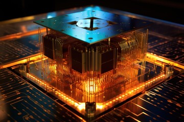 Quantum computing, a revolutionary technology utilizing quantum bits (qubits) to transform computational capabilities - obrazy, fototapety, plakaty