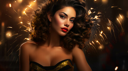 Naklejka premium Sensual Woman New Year's Eve