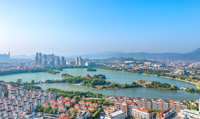 Aerial photography of West Lake Park in Licheng District, Quanzhou City, Fujian Province, China