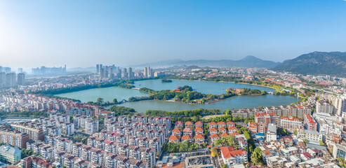 Aerial photography of West Lake Park in Licheng District, Quanzhou City, Fujian Province, China
