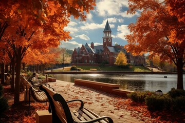 Beautiful autumn scenery at Auburn University in 2022. Generative AI
