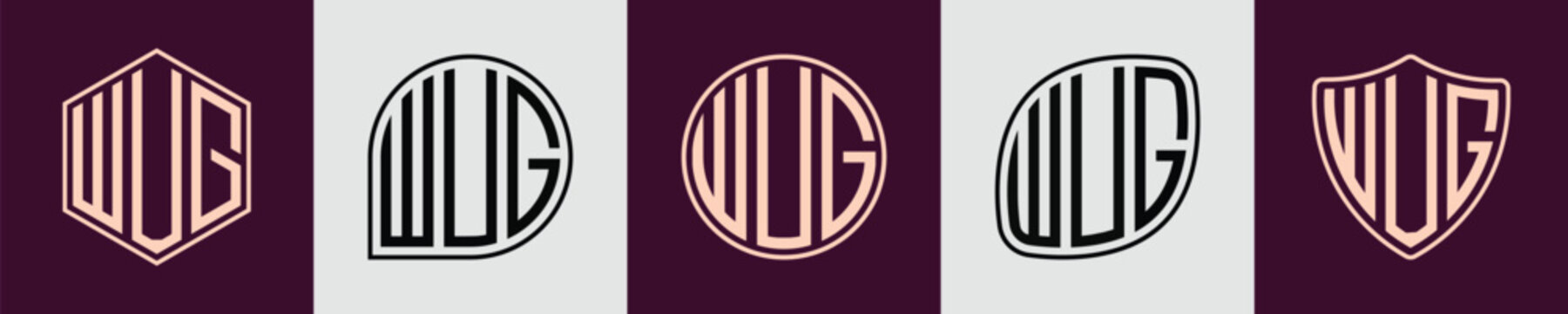 Creative simple Initial Monogram WUG Logo Designs.
