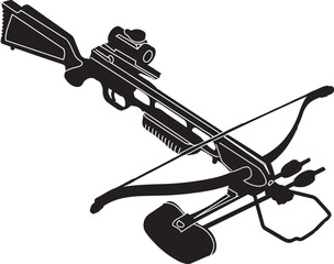 Crossbow for Archery: Vector Illustration on White, Archery Equipment: Crossbow Silhouette Vector 