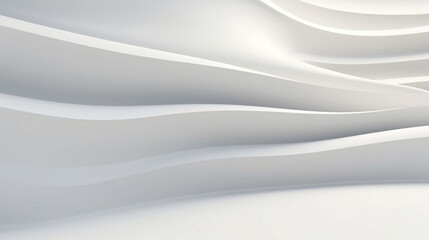 Mimimal style white wavy surface 3D illustration modern abstract background.