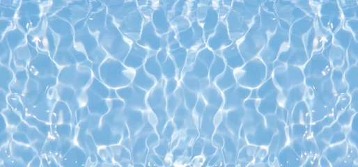 Gordijnen Defocus blurred transparent blue colored clear calm water surface texture with splashes reflection. Trendy abstract nature background. Water waves in sunlight with copy space. Blue watercolor shine. © Water 💧 Shining 📸