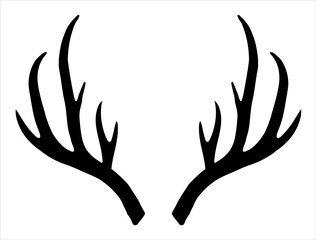 Reindeer antlers silhouette vector art white background
