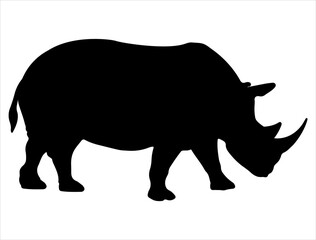 Rhinoceros silhouette vector art white background