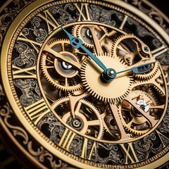 Fototapeta na wymiar Antique luxurious Clock with gears. Generative ai.