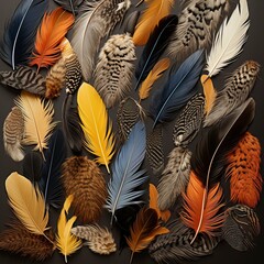 Vibrant color feather elegance pattern. generative ai.