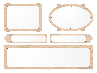 リアルな木製看板のフレーム　紙　ピン　ベクターイラストレーション