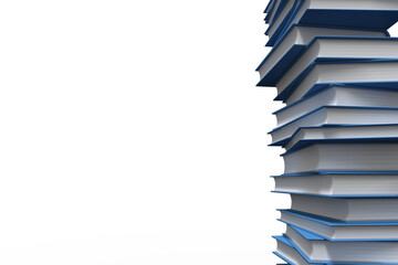 Digital png illustration of stack of blue books on transparent background