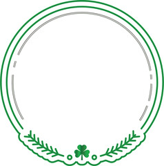 Digital png illustration of green double circle with clover leaf on transparent background