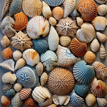 Weathered Seashells Showcase. Generative ai.