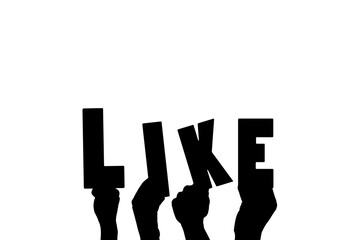 Digital png illustration of hands and like text on transparent background