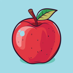 vector apple fruit cartoon icon illustration