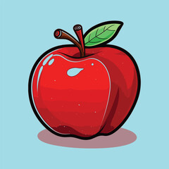 vector apple fruit cartoon icon illustration