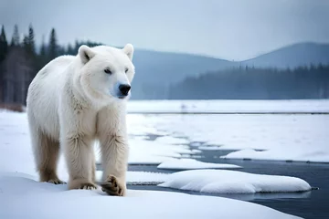 Fototapeten polar bear in the snow  generated ai tool © Mian