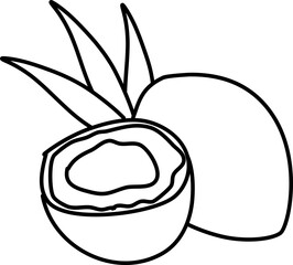 Coconut outline, coconut doodle