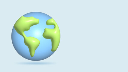 Cartoon planet Earth. Planet Earth day or Environment day concept. Realistic 3d illustration