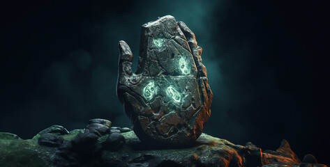 turtle in the water, ancient occult stone in hand fantasy art style hd wallpaper