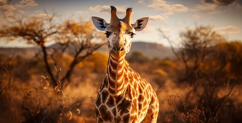 Tuinposter giraffe in the zoo, giraffe in the wild, giraffe on the savannah hd wallpaper © Yasir