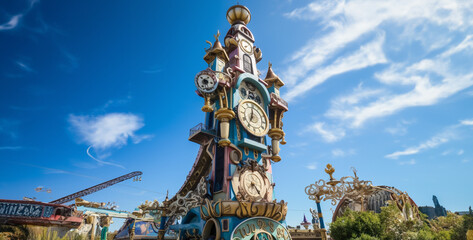 Fototapeta na wymiar big ben clock tower, The amusement parks large clock tower long vertical hd wallpaper