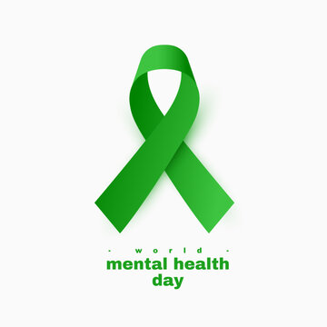 international mental heath day concept poster with realistic ribbon design