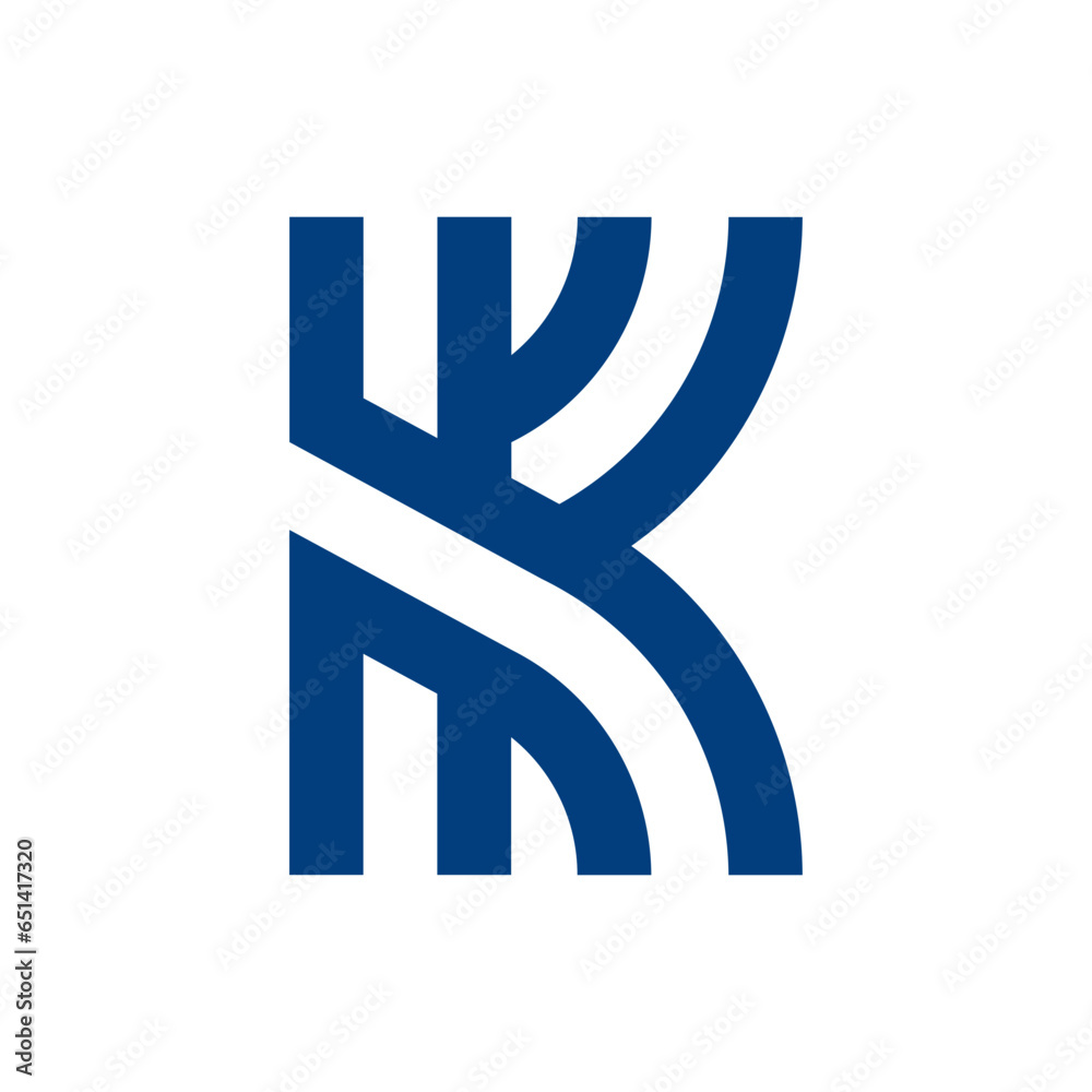 Fototapete Monogram initial K letter mark logo design. Monogram design vector K logo. Monogram initial letter mark K logo. Design simple K monogram