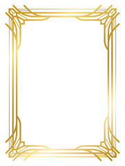 Art Deco gold frame vintage frame line geometric wedding label card frame png transparent background