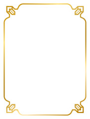 Art Deco gold frame vintage frame line geometric wedding label card frame png transparent background