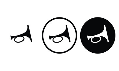 icon horn black outline for web site design 
and mobile dark mode apps 
Vector illustration on a white background