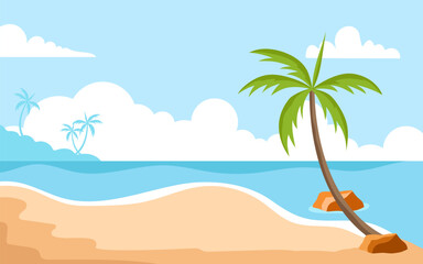 Fototapeta na wymiar landscape summer tropical beach background illustration 