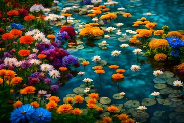 Fototapeta na wymiar flower garden of different colors flowers