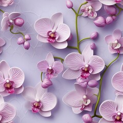 seamless pattern orchid on lilac background