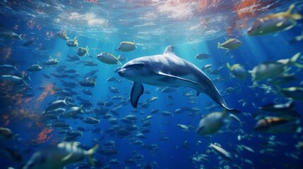 dolphin swims underwater