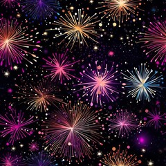 seamless pattern champagne bright fireworks