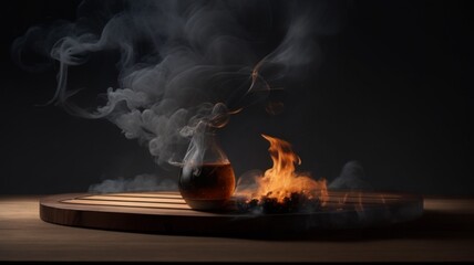 burning incense stick with smoke