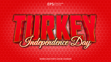 turkey editable text effect with turkey flag pattern suitable for poster design about holiday, Feast day or turkey independence day moment - obrazy, fototapety, plakaty