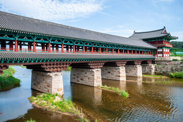 Fototapeta na wymiar views of Woljeonggyo wooden bridge in gyoengju, south korea