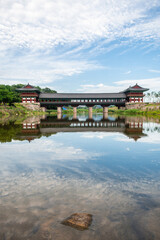 views of Woljeonggyo wooden bridge in gyoengju, south korea